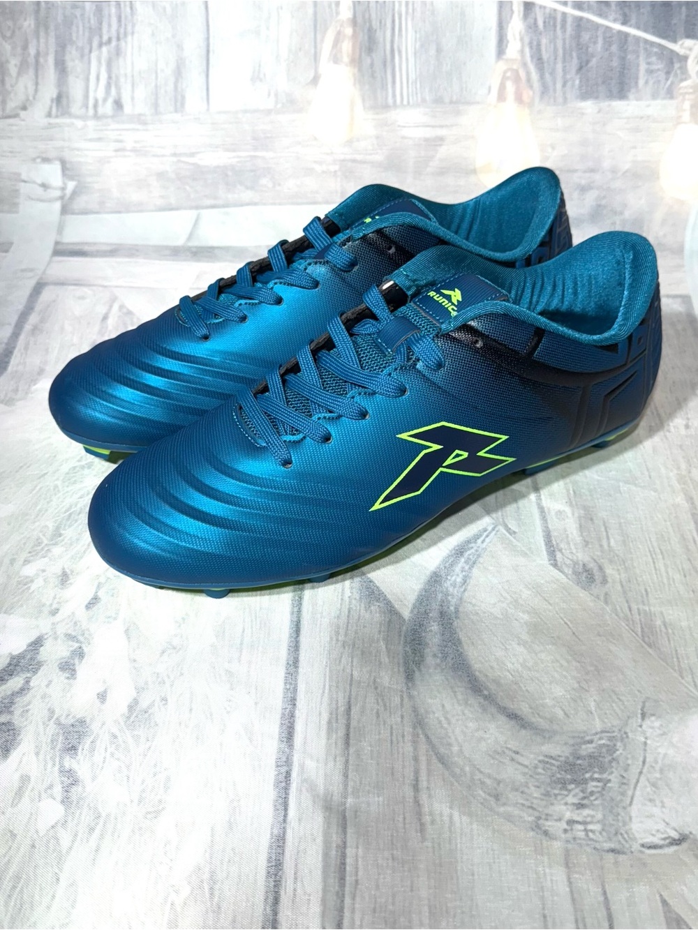RUNIC Soccer Cleats for Men – Firm Ground Cleats Size 9, Lake Green/Neon Green